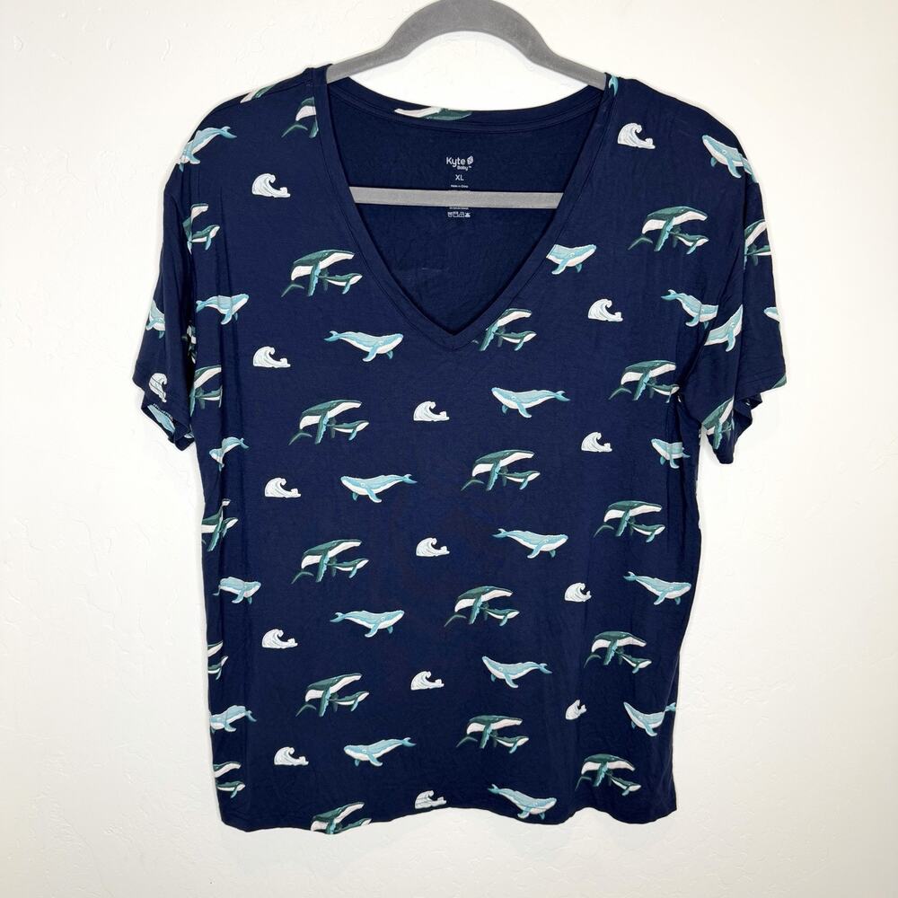 Kyte Baby Womens XL T Shirt Blue Whale Top Soft Bamboo